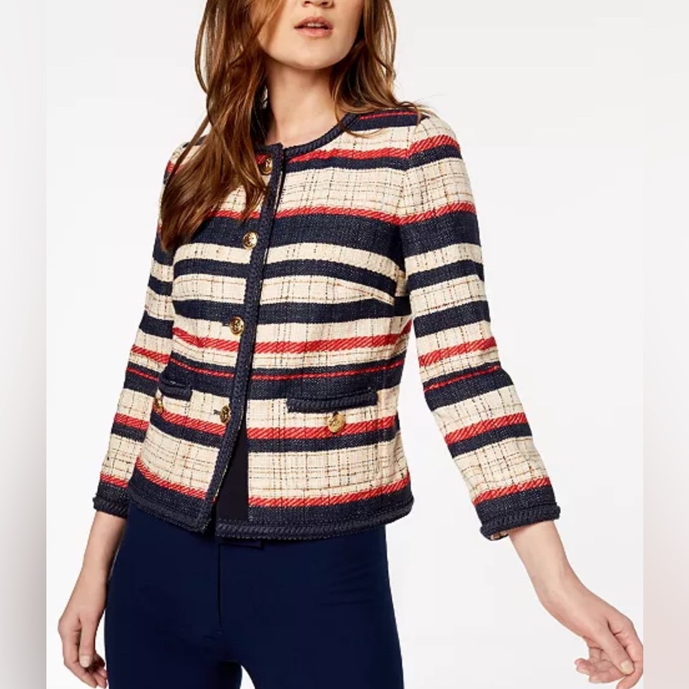 Tweed Tailored Coastal Blazer Top NEW